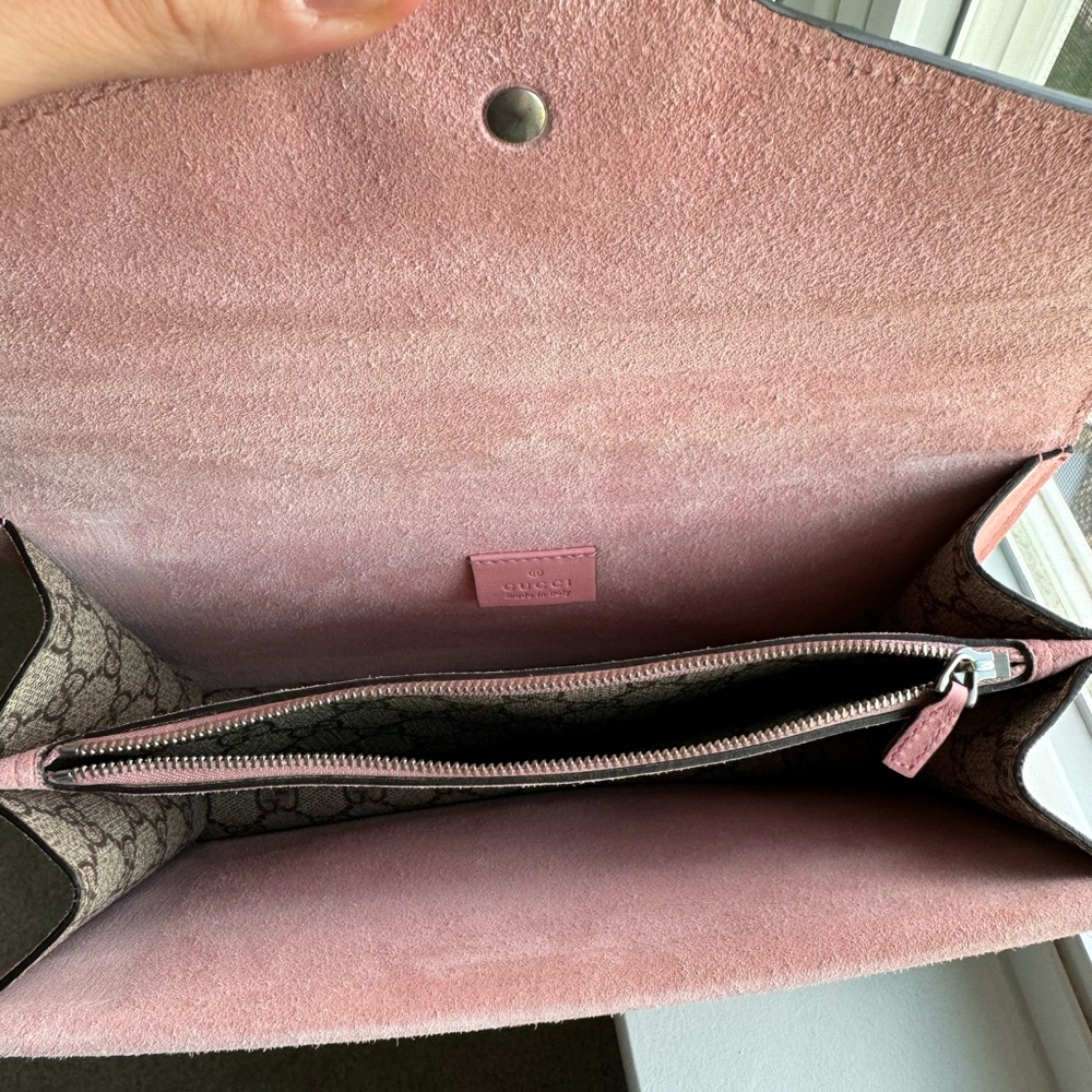 Gucci: Pink Original GG Supreme Crystal Embellished Dionysus Shoulder Bag - Picture 8 of 10